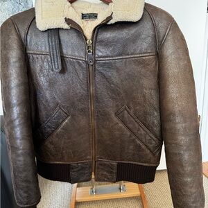Avirex Vintage Brown Sheep Skin Shearling Jacket